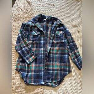 BKE Plaid Cardigan - Blue, Green, Red